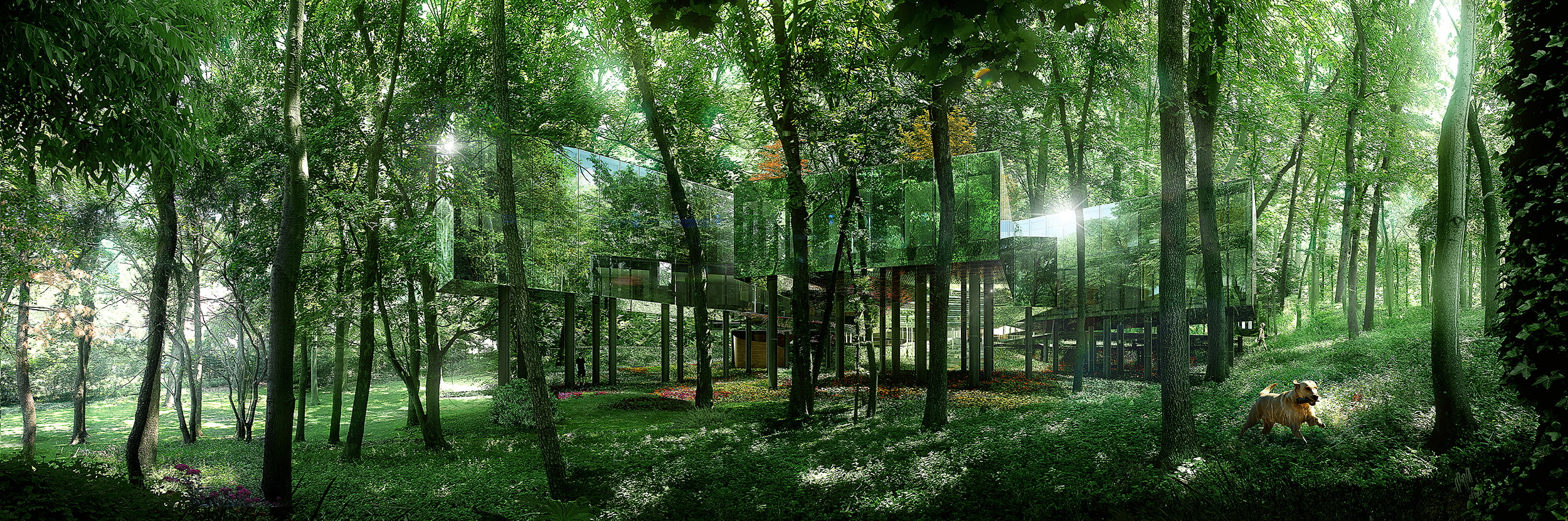 Visualization of the Necklace Residence, designed by REX.