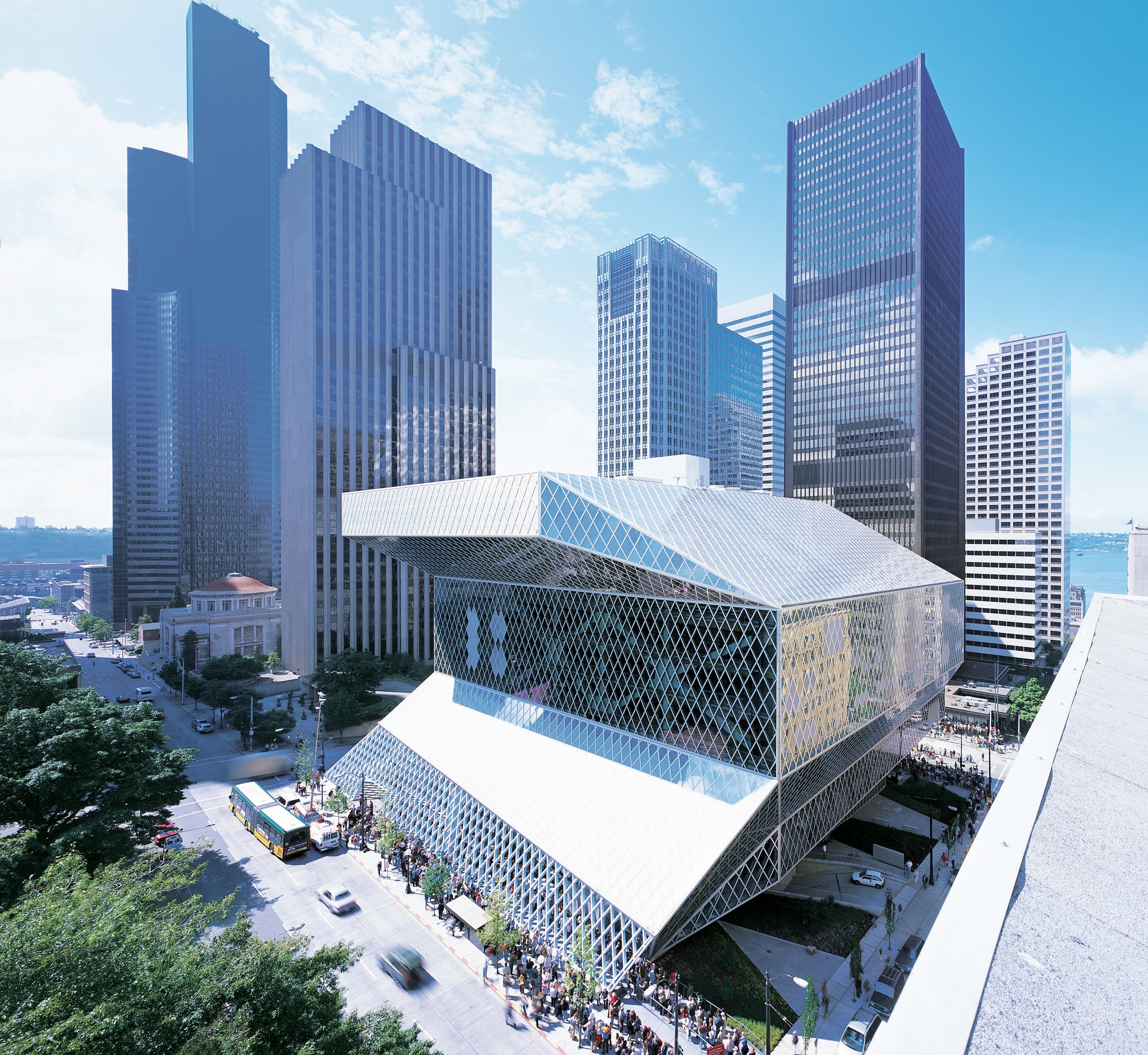 Aerial photograph of Seattle Central Library.