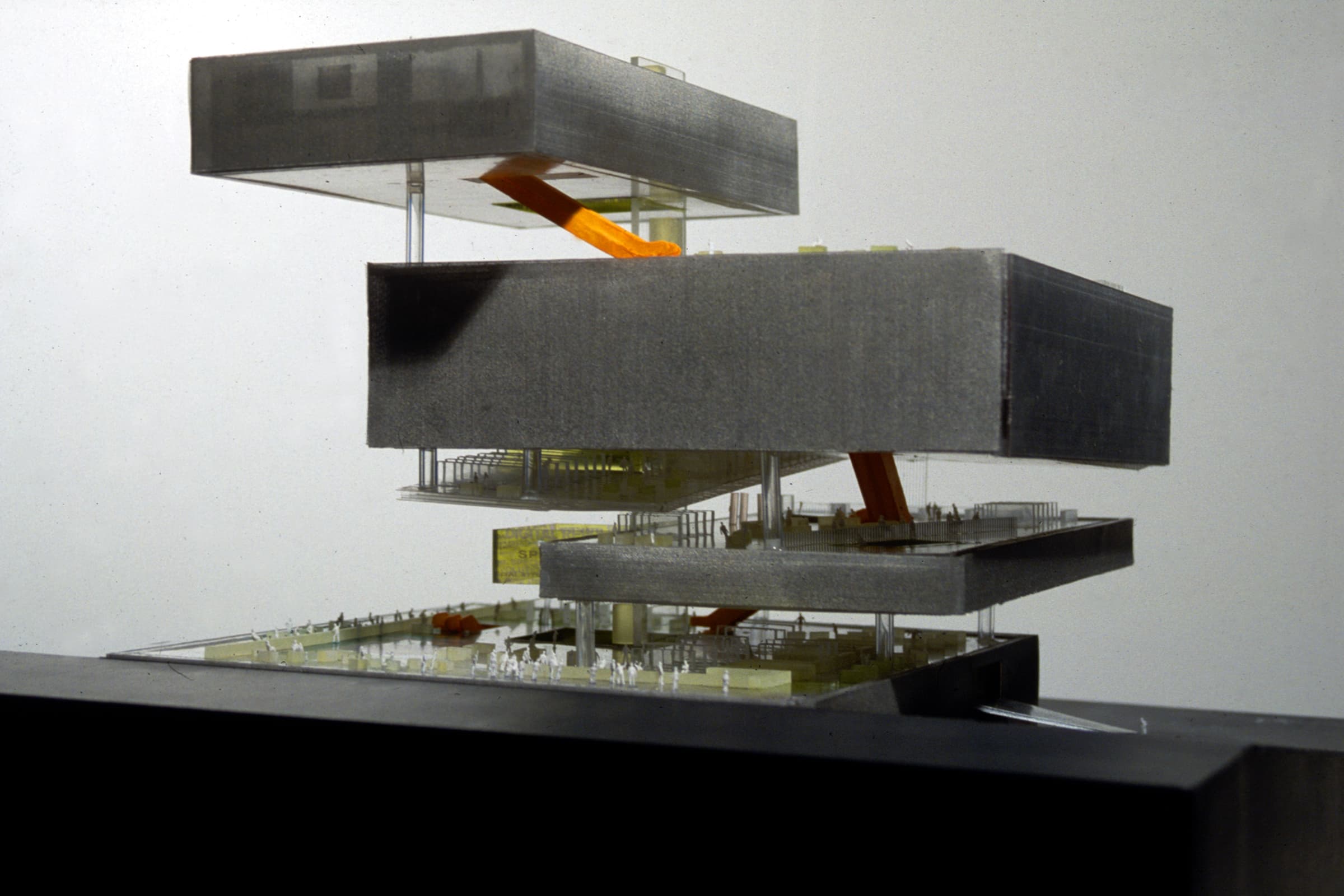 Photograph of a presentation model of Seattle Central Library.