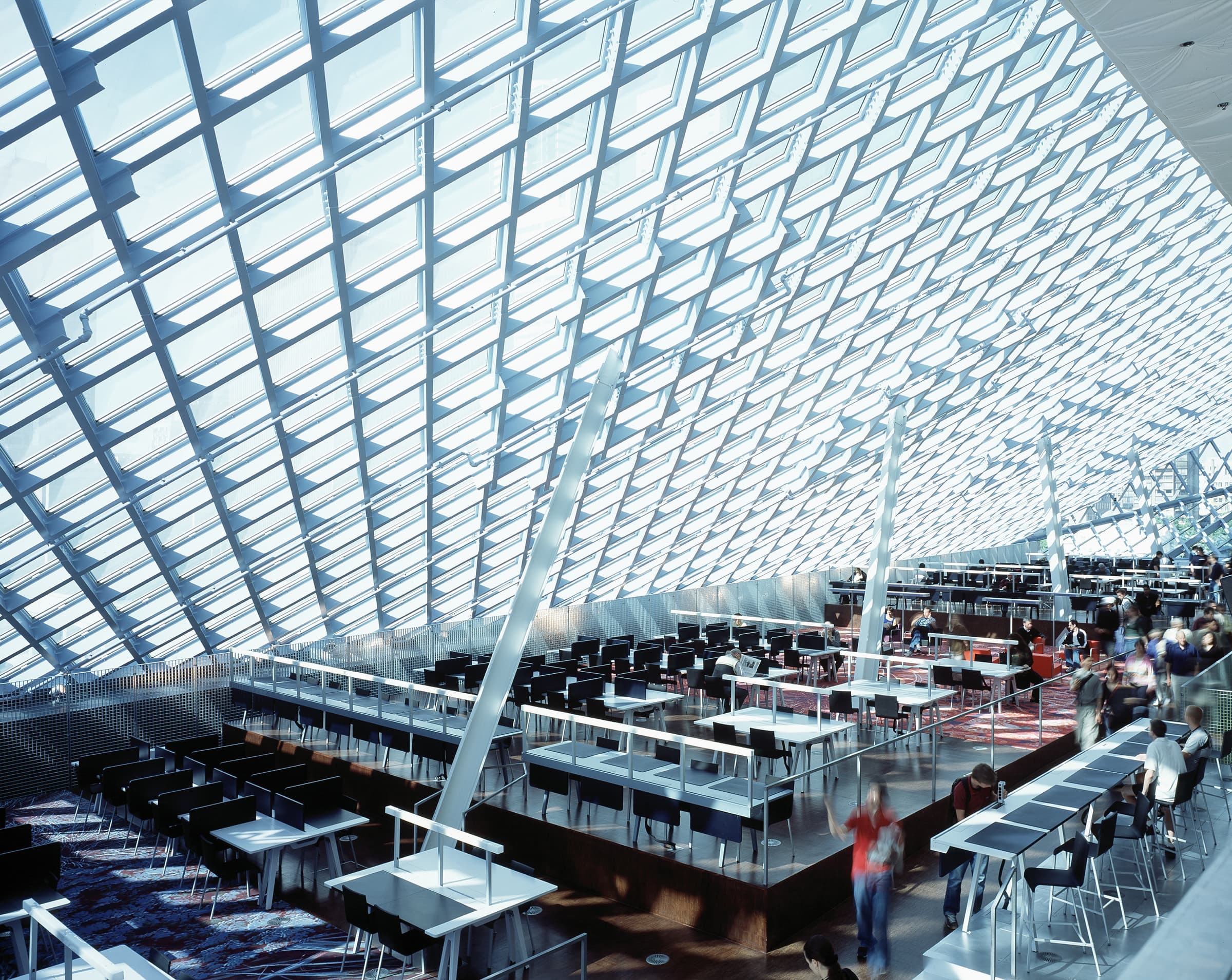 Photograph of the reading room of Seattle Central Library.