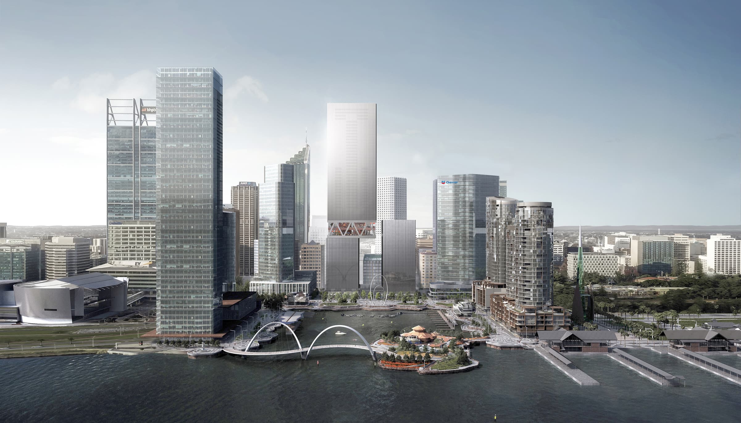 Visualization of Elizabeth Quay 5 & 6 mixed-use towers 2.0, designed by REX.